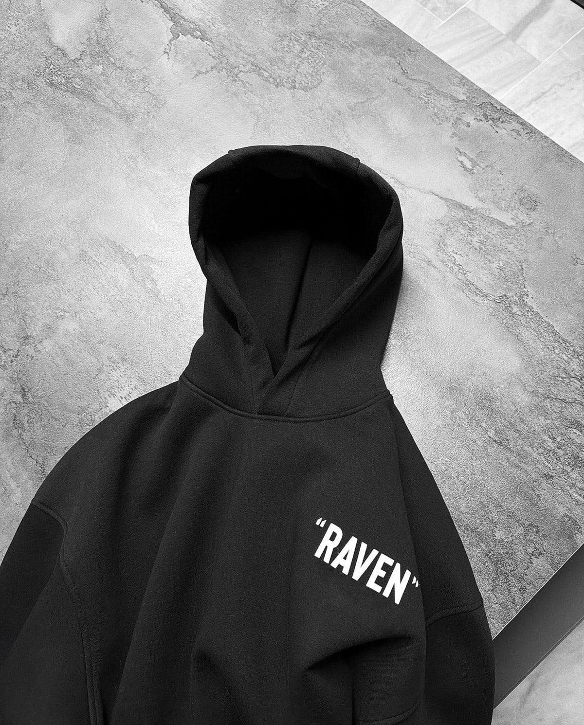 Oversized Raven Graphic Printed Heavy GSM Hoodie