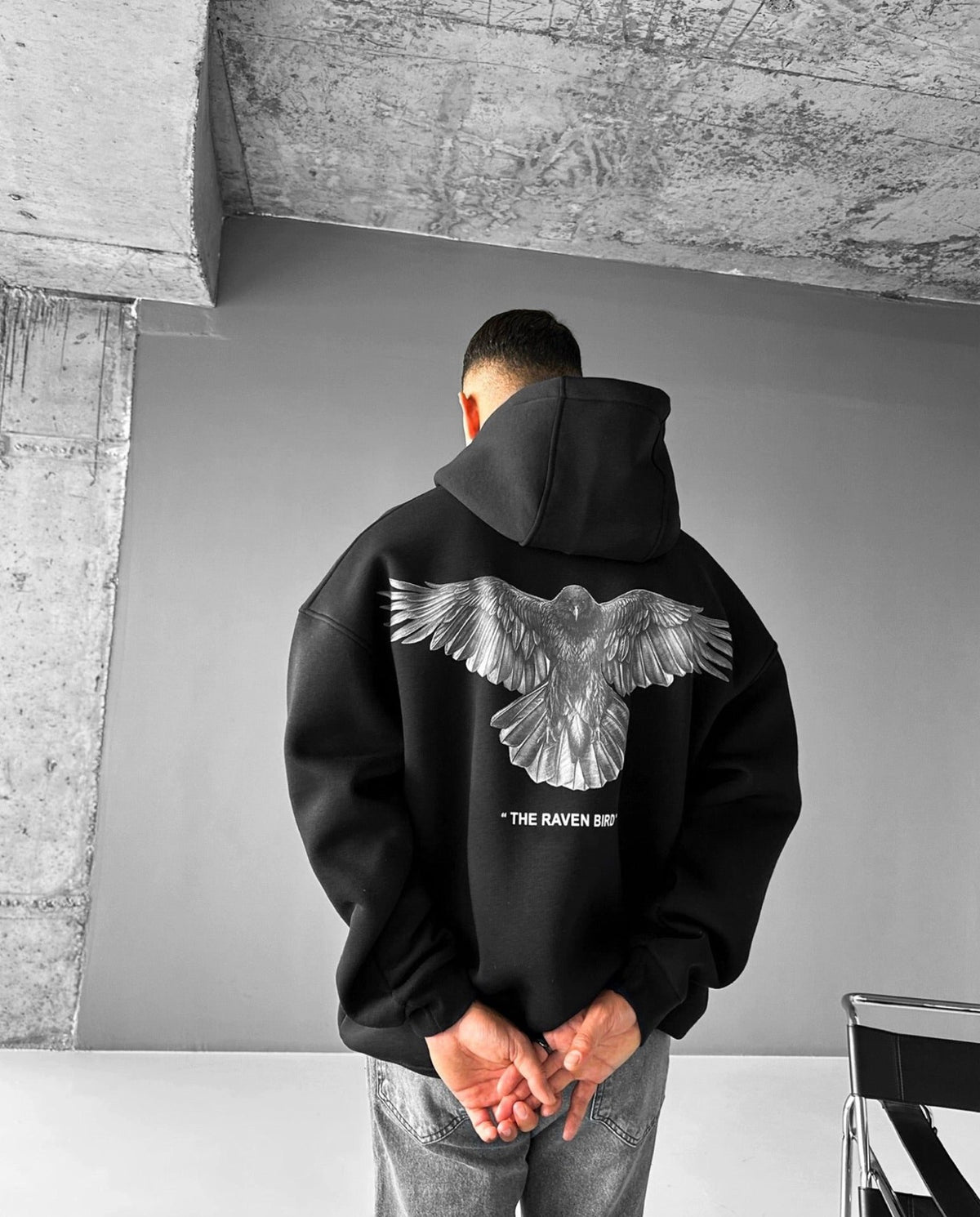 Oversized Raven Graphic Printed Heavy GSM Hoodie